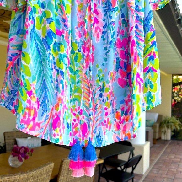 Lilly Pulitzer Catch The Wave Off The Shoulder Sain Top - Picture 6 of 12